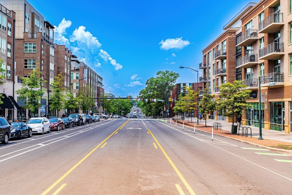 Chapel Hill North Carolina-Looking West on Franklin Street in Downtown Chapel Hill There Are Many Apartment Buildings