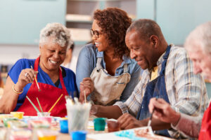 Seniors at an arts and craft class.